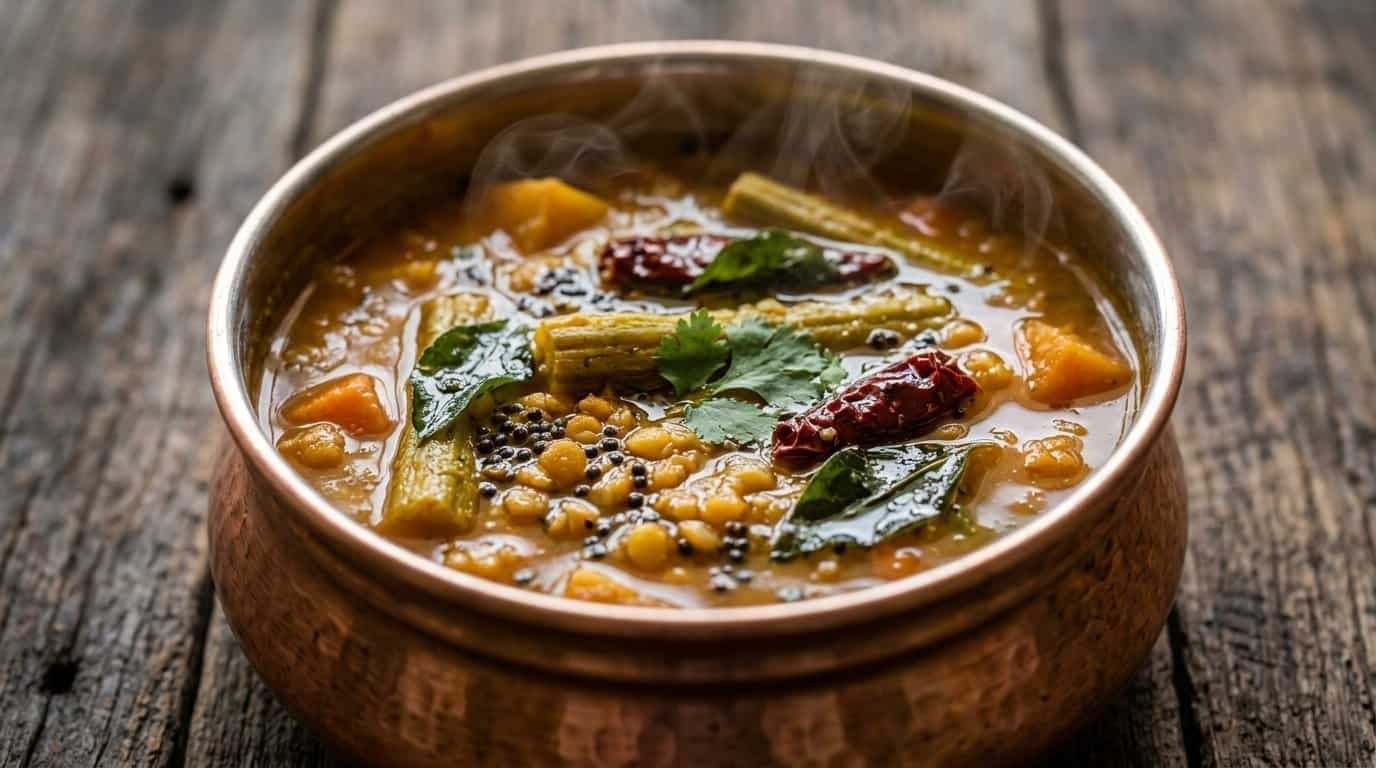 Authentic South Indian sambar made with toor dal and tamarind
