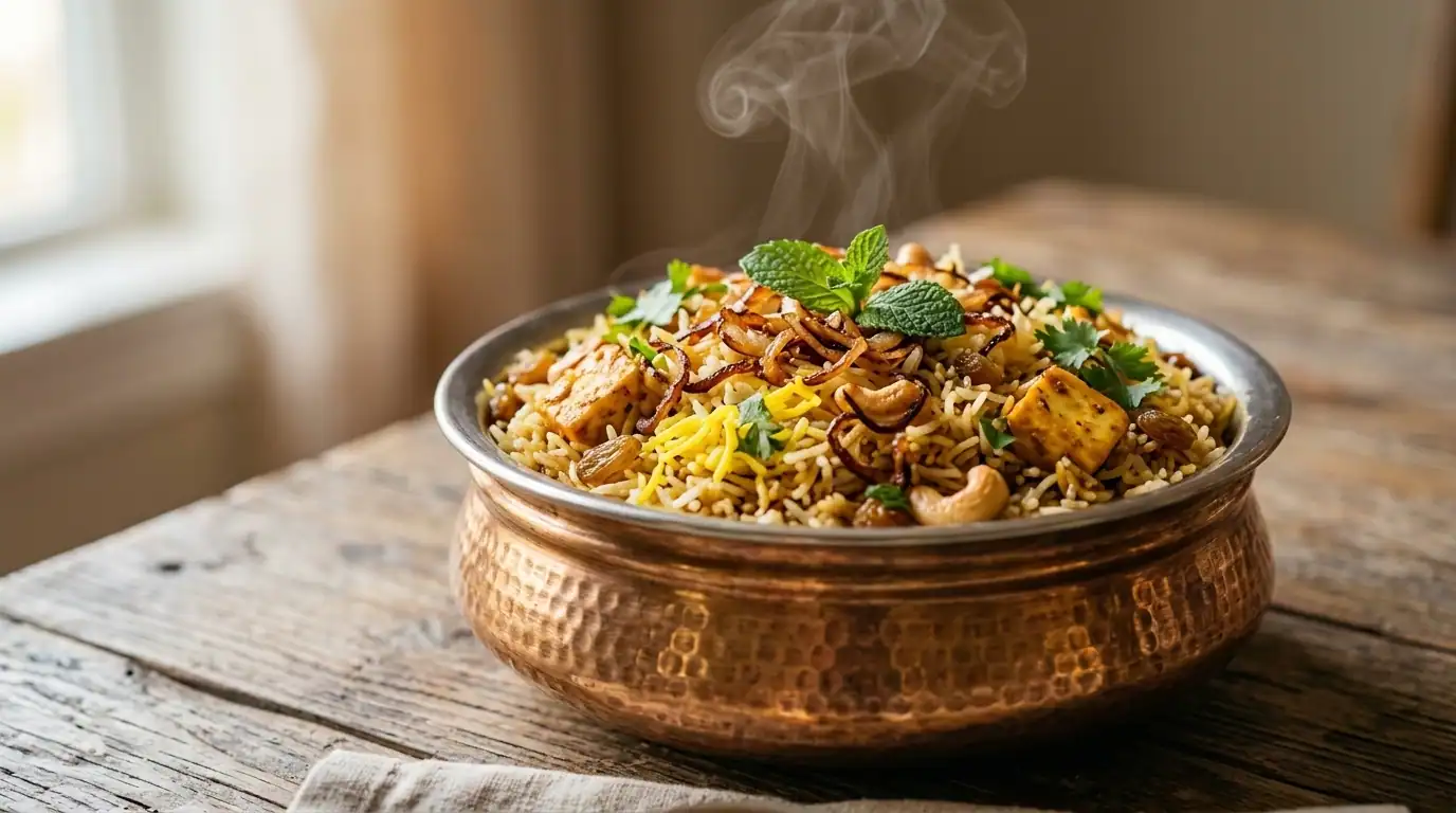 Paneer biryani served for vegetarian catering events in Mississauga