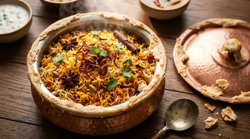 Where did biryani originate: Hyderabadi chicken dum biryani at Pepper Fry Mississauga
